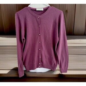 Vintage Talbott Cardigan Sweater ~ Womens Large Purple Button Up
